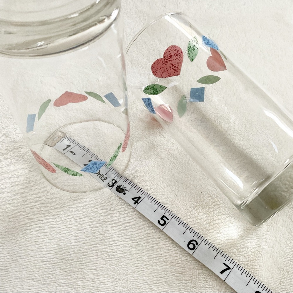 Vintage Corelle Quilt Heart Tumblers Set of 2 Pink Patchwork Glasses - Picture 10 of 11